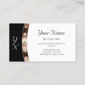 Modern Black and White Rose Gold met monogram Visitekaartje (Achterkant)