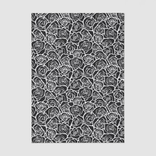 Modern Black and White Roses Chic Floral Pattern  Tissuepapier (Voorkant)