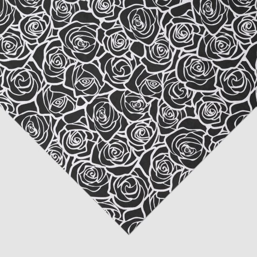 Modern Black and White Roses Chic Floral Pattern  Tissuepapier (Detail)