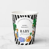 Modern Black and White Safari Animals Baby Shower Papieren Bekers (Achterkant)