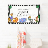 Modern Black and White Safari Animals Baby Shower Spandoek (Insitu)