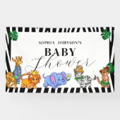 Modern Black and White Safari Animals Baby Shower Spandoek (Horizontaal)