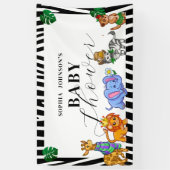 Modern Black and White Safari Animals Baby Shower Spandoek (Verticaal)