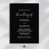 Modern Black and White Script Photo Wedding Kaart