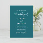 Modern Black and White Script Photo Wedding  Kaart (Staand voorkant)