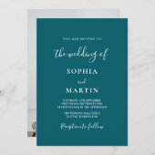 Modern Black and White Script Photo Wedding  Kaart (Voorkant / Achterkant)