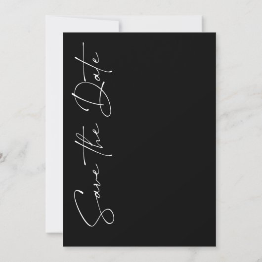 Modern Black and White Script Photo Wedding Save The Date (Achterkant)