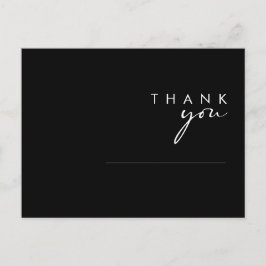 Modern Black and White Script Weddenschap Bedankt Briefkaart
