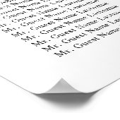 Modern Black and White Script Wedding Seating Seat Poster (Hoek)