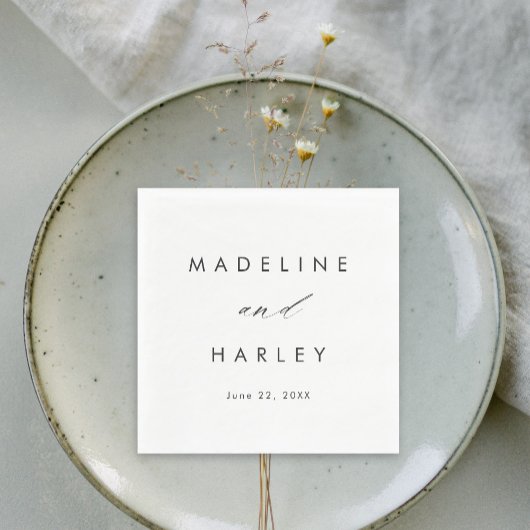 Modern Black and White Script Wedding Servet