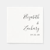Modern Black and White Script Wedding Servet (Voorkant)