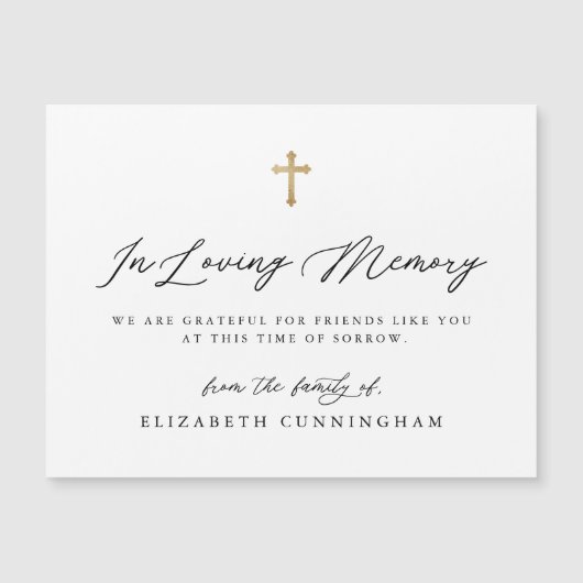 Modern Black and White Simple Faux Cross Memorial (Voorkant)