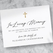 Modern Black and White Simple Faux Cross Memorial Briefkaart