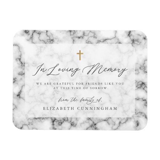 Modern Black and White Simple Faux Cross Memorial Magneet (Horizontaal)