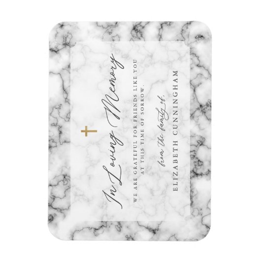 Modern Black and White Simple Faux Cross Memorial Magneet (Verticaal)