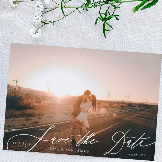 Modern Black and White Simple Photo The Wedding Save The Date