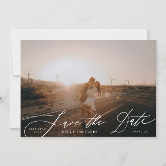Modern Black and White Simple Photo The Wedding Save The Date (Voorkant)