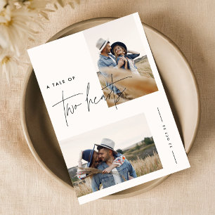 Modern Black and White Simple Photo Wedding Kaart