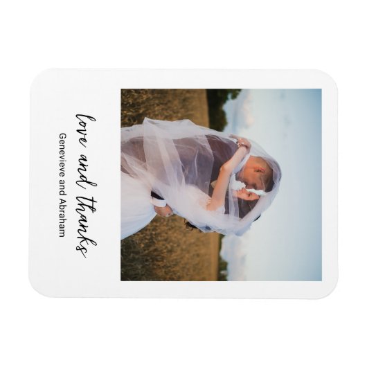Modern Black and White Simple Photo Wedding Magneet (Horizontaal)