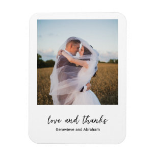 Modern Black and White Simple Photo Wedding Magneet