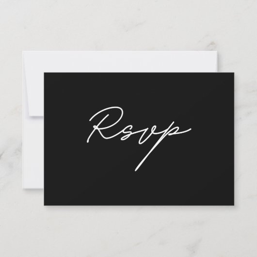 Modern Black and White Simple Text Wedding RSVP (Achterkant)