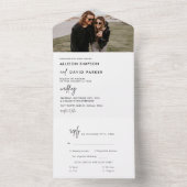 Modern Black and White Simple Weddenfoto All In One Uitnodiging (Binnen)