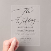 Modern Black and White Simple Wedding Acryl Uitnodigingen (Insitu (Draagbaar))