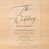 Modern Black and White Simple Wedding Acryl Uitnodigingen (Voorkant)