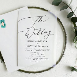 Modern Black and White Simple Wedding Acryl Uitnodigingen