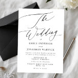 Modern Black and White Simple Wedding Invitation Kaart<br><div class="desc">Eenvoudige uitnodiging voor een moderne bruiloft,  formeel of informeel. Zwart-wit met indrukwekkende moderne kalligrafie.</div>