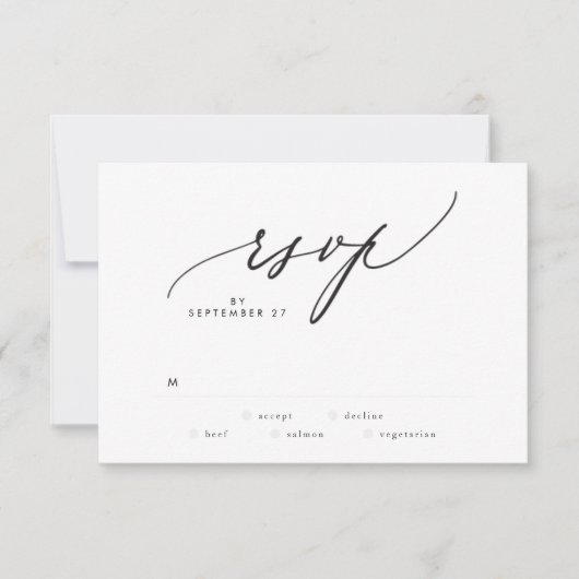 Modern Black and White Simple Wedding RSVP Kaartje (Voorkant)