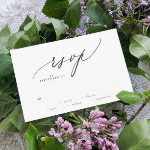 Modern Black and White Simple Wedding RSVP Kaartje
