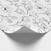 Modern Black and White Sketched Floral Cadeaupapier (Hoek)