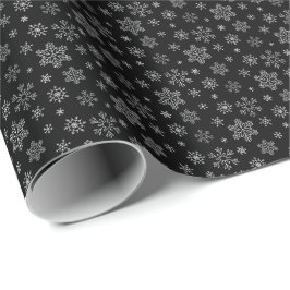 Modern Black and White Snowflake Pattern Cadeaupapier