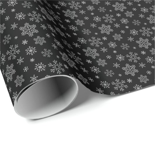 Modern Black and White Snowflake Pattern Cadeaupapier (Rol Hoek)