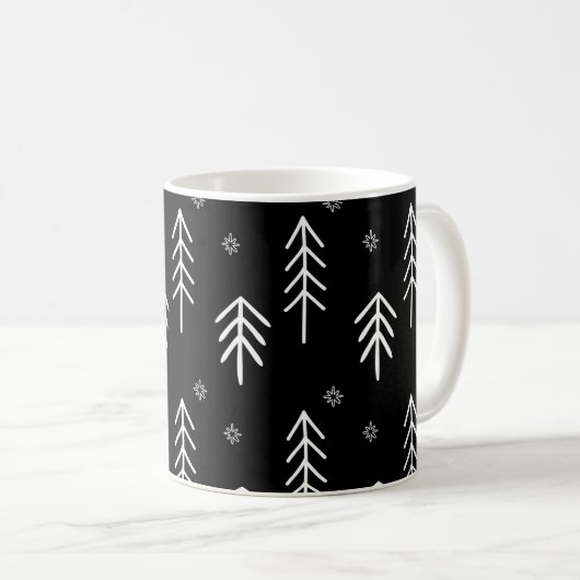 Modern Black and White Snowflakes Pattern Coffee M Koffiemok (Voorkant rechts)