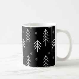 Modern Black and White Snowflakes Pattern Coffee M Koffiemok