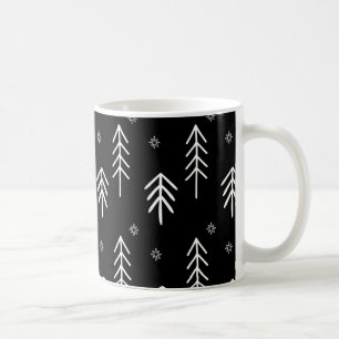 Modern Black and White Snowflakes Pattern Coffee M Koffiemok