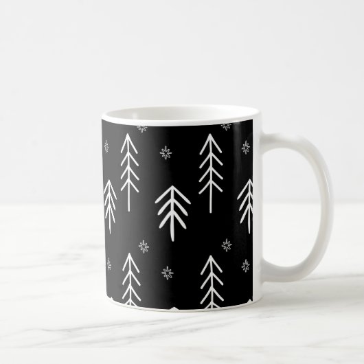 Modern Black and White Snowflakes Pattern Coffee M Koffiemok (Rechts)