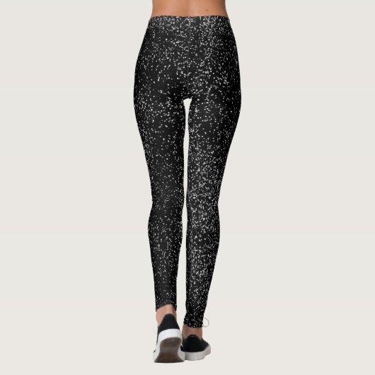 Modern Black and White Snowy Confetti Pattern Leggings (Achterkant)