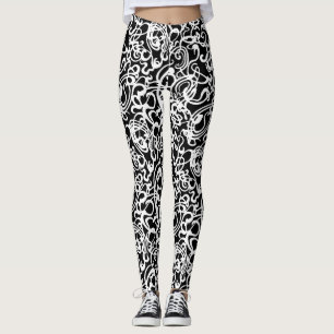 Modern Black and White Squiggles Leggings
