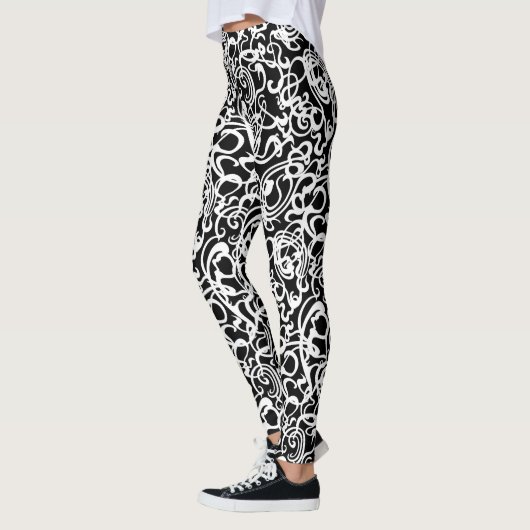 Modern Black and White Squiggles Leggings (Links)