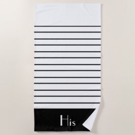 Modern Black and White Stripe Cozy Strandlaken