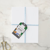 Modern Black and White Stripe Safari Baby Shower Cadeaulabel (Met Touw)