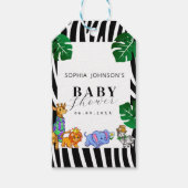 Modern Black and White Stripe Safari  Baby Shower  Cadeaulabel (Voorkant)