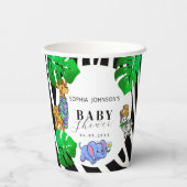 Modern Black and White Stripe Safari  Baby Shower  Papieren Bekers (Achterkant)