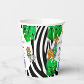 Modern Black and White Stripe Safari  Baby Shower  Papieren Bekers (Links)