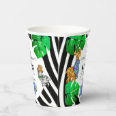 Modern Black and White Stripe Safari  Baby Shower  Papieren Bekers (Rechts)