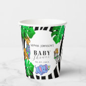 Modern Black and White Stripe Safari  Baby Shower  Papieren Bekers (Voorkant)