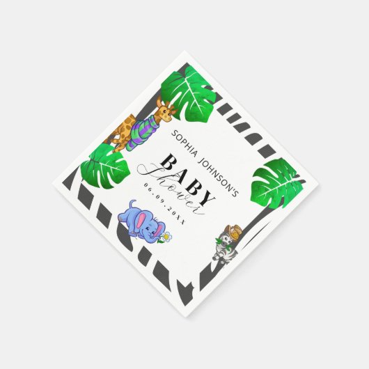 Modern Black and White Stripe Safari  Baby Shower  Servet (Hoek)